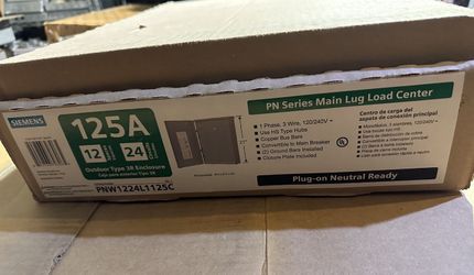 Siemens Electrical Sub Panel 100/125 Amp Max 120/240v Outdoor 12/24 Space 