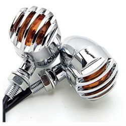 TASWK Chrome Heavy Duty Motorcycle Turn Signals Bulb Indicators Blinkers Lights a Pair