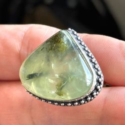 Prehnite Ring 925 Stamped  size ( 9 1/2 )