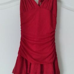 Junior's Red Halter Shimmery Dress Size Small
