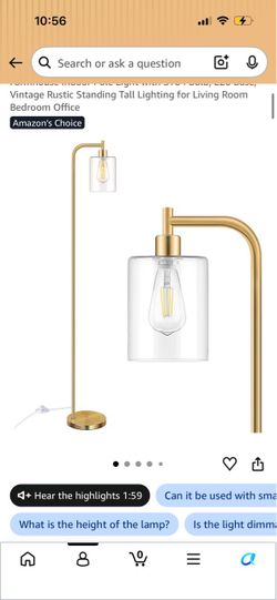 Gold Floor Lamp with Glass Shade