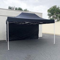 New in Box $145 Heavy Duty 10x15 FT Canopy with (1 Sidewall) EZ PopUp Party Tent w/ Carry Bag (White, Black) 