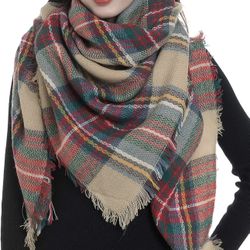 Trendy Plaid Blanket Scarf Women Big Oversized Long Scarves Warm Winter Tartan Checked Shawl Wrap Scarf Gift For Women