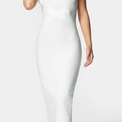 Bebe Bandage Midi Dress - White - L