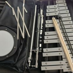 Percussion Set, Bells, Practice Pad, Stand, Music Rest, Sticks, Mallets And Travel Case 