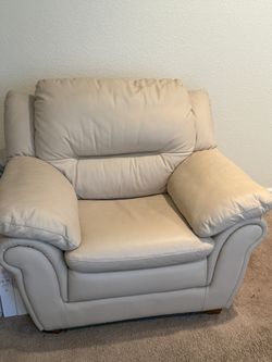 Beige Leather Armchair