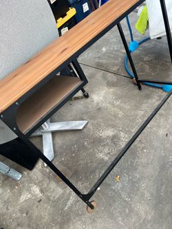 Wood and Metal Desk with Casters