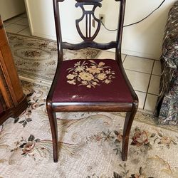 Vintage Chair With Embroidered Seat