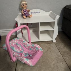 American Doll Changing Table With Doll And Carrier