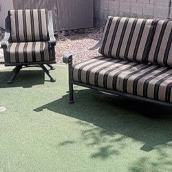 $1700 BEAUTIFUL BIG ARIZONA IRON SET BIG LOVE SEAT AND 2 BIG SWIVEL CHAIRS AND TABLES 