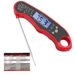 Digital thermometer for cooking food and meat. Waterproof, instant reading, suitable for baking, grilling in the kitchen. With foldable probe, backlig