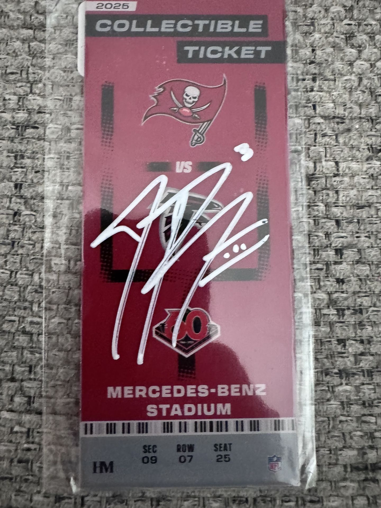 Bijan Robinson Autograph Acrylic Commemorative Ticket Falcons Metabilia Coa