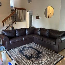  Dark Brown Leather Couch