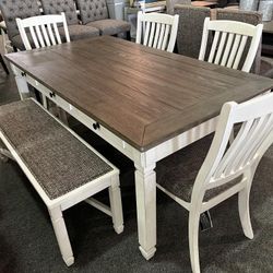 Dining Room Furniture Set ✨ Formal Dining Table With 6 Drawers And Bench And Chairs 💛 Counter Height Table With 4 Drawers And Bench And Barstools.