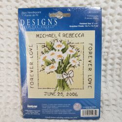 Designs for the Needle Forever love Needle point kit #015-0235 . Finished size 5" X 5"  New kit . Smoke free home. 