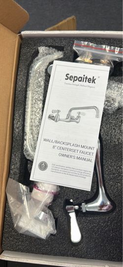 Sepaitek 8” Center Wall Mount Commercial Sink Faucet