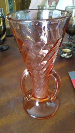 Pink depression glass vase