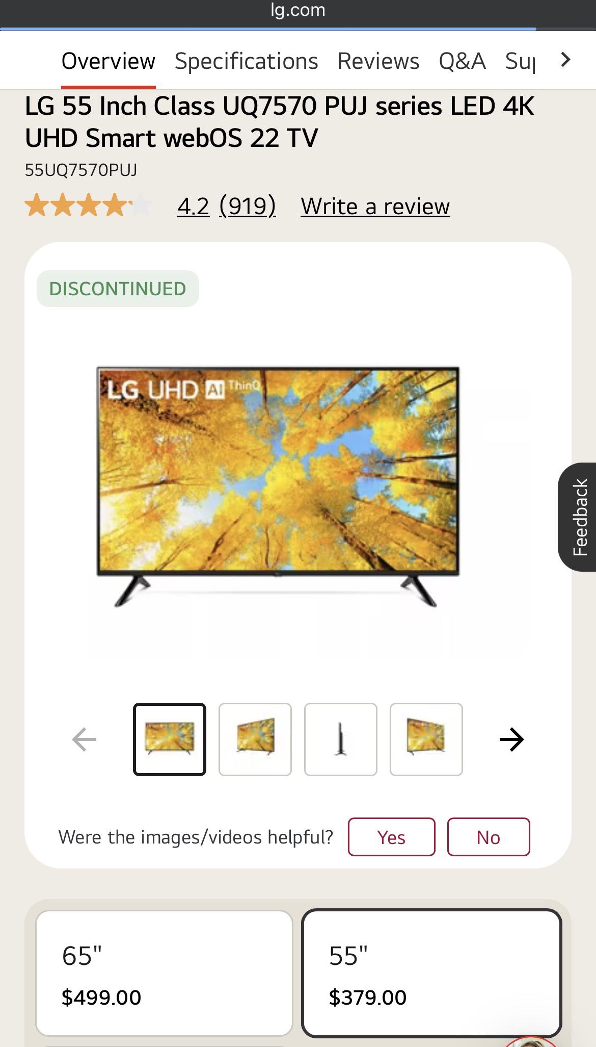 LG 55 Inch Class UQ7570 PUJ series LED 4K UHD Smart webOS 22 TV