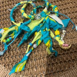 Fabric Boho Chic Bracelet Trio Teal Yellow
