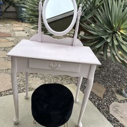 Child Size Vanity With Mirror & Stool