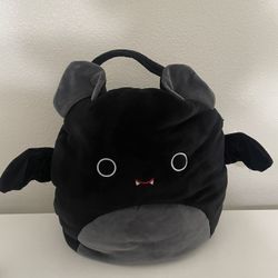 Squishmallow Emily the Bat Plush Tote – Treat Bag Black Gray