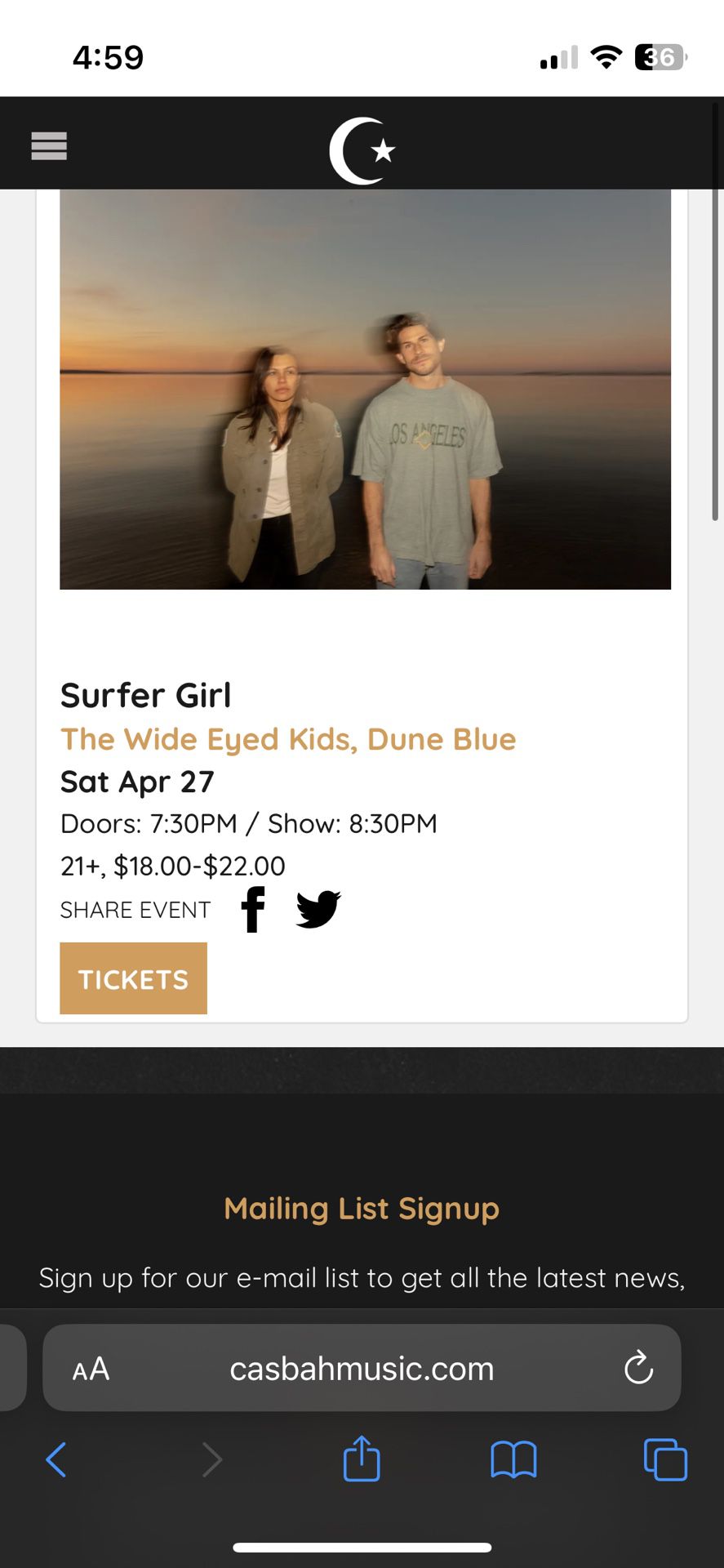 2 Surfer Girl Concert Tickets At The Casbah San Diego