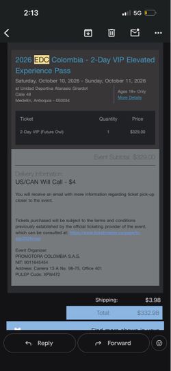 EDC COLOMBIA VIP TICKET