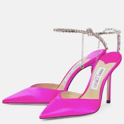 Jimmy Choo Saeda Satin Fuchsia 42 !NEW!
