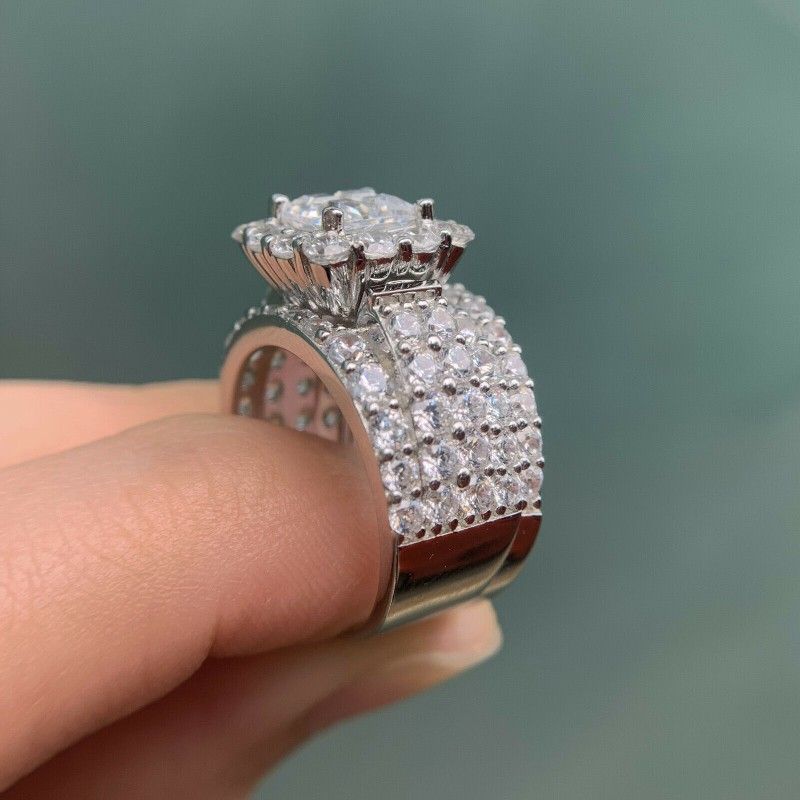 "Princess Cut Zircon Full Filled Square Multi Layer Luxury Ring Set, L473