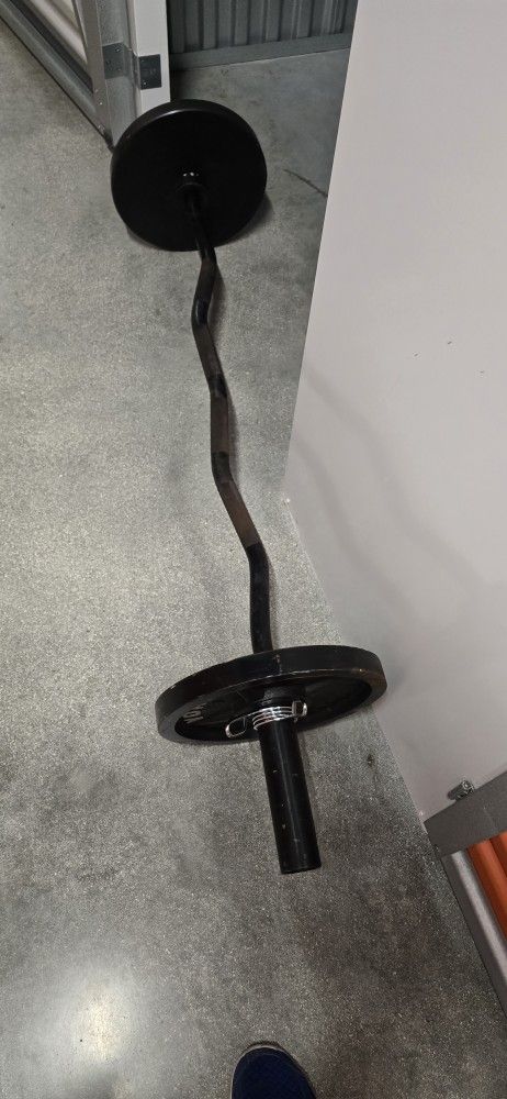 CURL BAR WITH WEIGHTS 50 POUNDS
