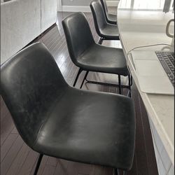24” Faux Leather Dark Gray Barstools