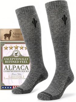 Alpaca Compression Socks for Men & Women, 15-20 mmHg Knee High Graduated Circulation Support, Moisture Wicking brand new in sealed bag Size L-XL Pri