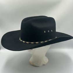 Stallion By Stetson Cowboy Black XX Premium Wool Size 7 1/2 made in USA