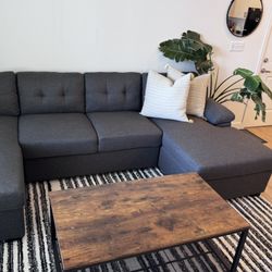 120" Sectional Sofa Couch Sleeper Bed With Storage Double Reversible Chaise