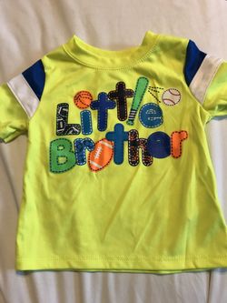 Garanimals 3-6 month little brother neon yellow sports balls shirt
