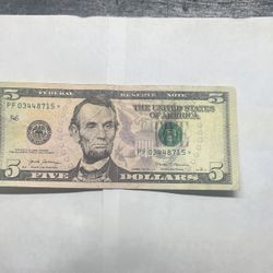 Five dollar bill star note