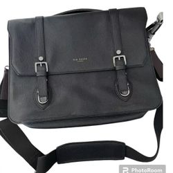 Ted Baker Black  Satchel- Leather Laptop Messenger Bag-like New -64th St & Bell