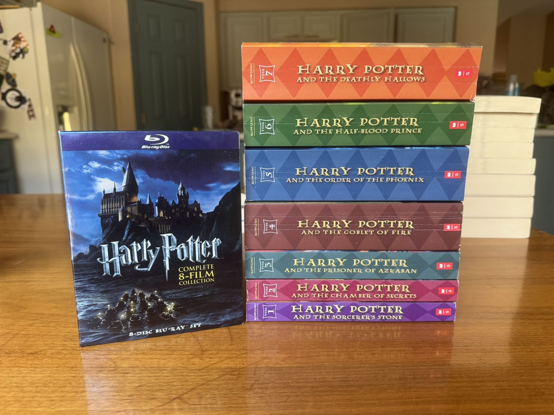 Full Harry Potter Book Set and Complete 8-Film Blue Ray Set