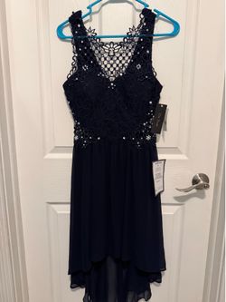 Navy blue Juniors lace cocktail dress