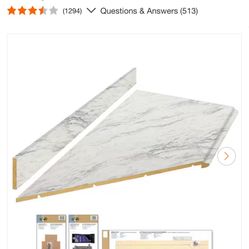 Hampton Bay 8 ft. Left Miter Laminate Countertop Kit Included in Calcutta Marble with Full Wrap Ogee Edge and Backsplash