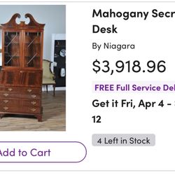 Mahogany Secretary Desk Cash Only 