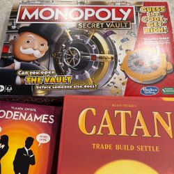 Board Games- Monopoly Secret Vault/ Catan/ Codenames 