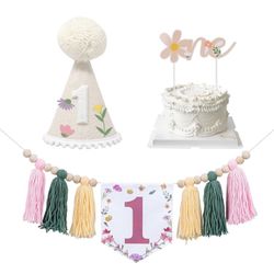 First birthday sign, hat and cake decoration, Brand New
