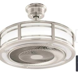 Brette III 23 in. Integrated LED Indoor/Outdoor Brushed Nickel Ceiling Fan with Light and Remote Control