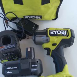 RYOBI IMPACT WRENCH 18V LITHIUM BRUSHLESS 1/2 " WHIT BATTERY AND CHARGER 