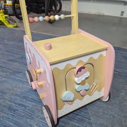 Wooden Ice Cream Parlor Baby Walker And Activities. Push Height 20in Good Condition