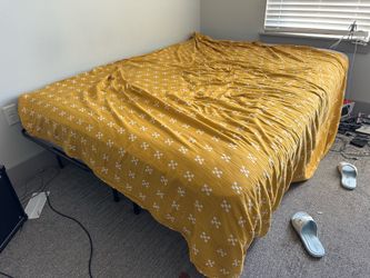 Queen size mattress with frame & bedsheet