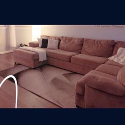 Large Tan U-shaped Couch