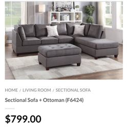 Gray Sectional Sofa With Ottoman