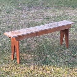 Primitive Rustic Farmhouse Country All Wood Long Garden Bench